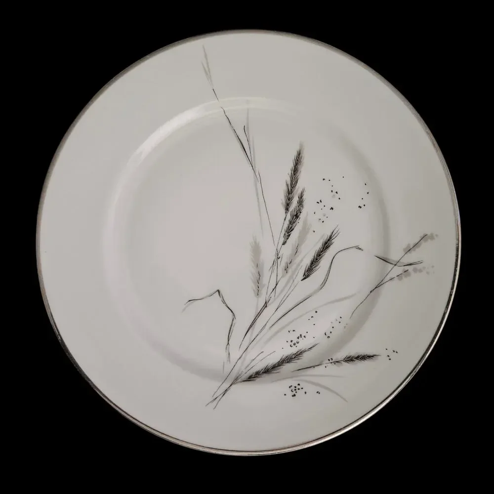 Rosenthal Aida Selb-Plossberg Salad Plates Set of 2 Gray Wheat Platinum Rim
